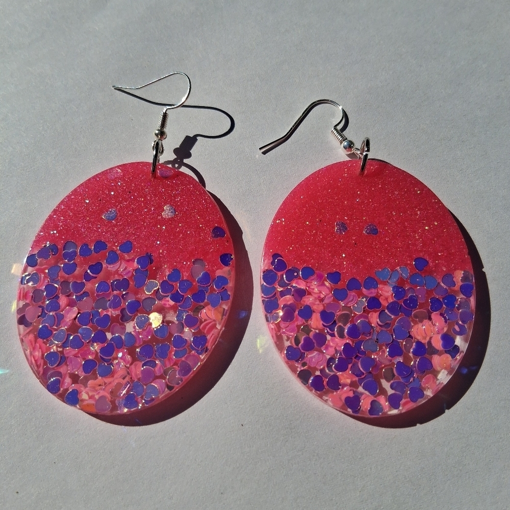 Hand Crafted Pink and Purple Earrings